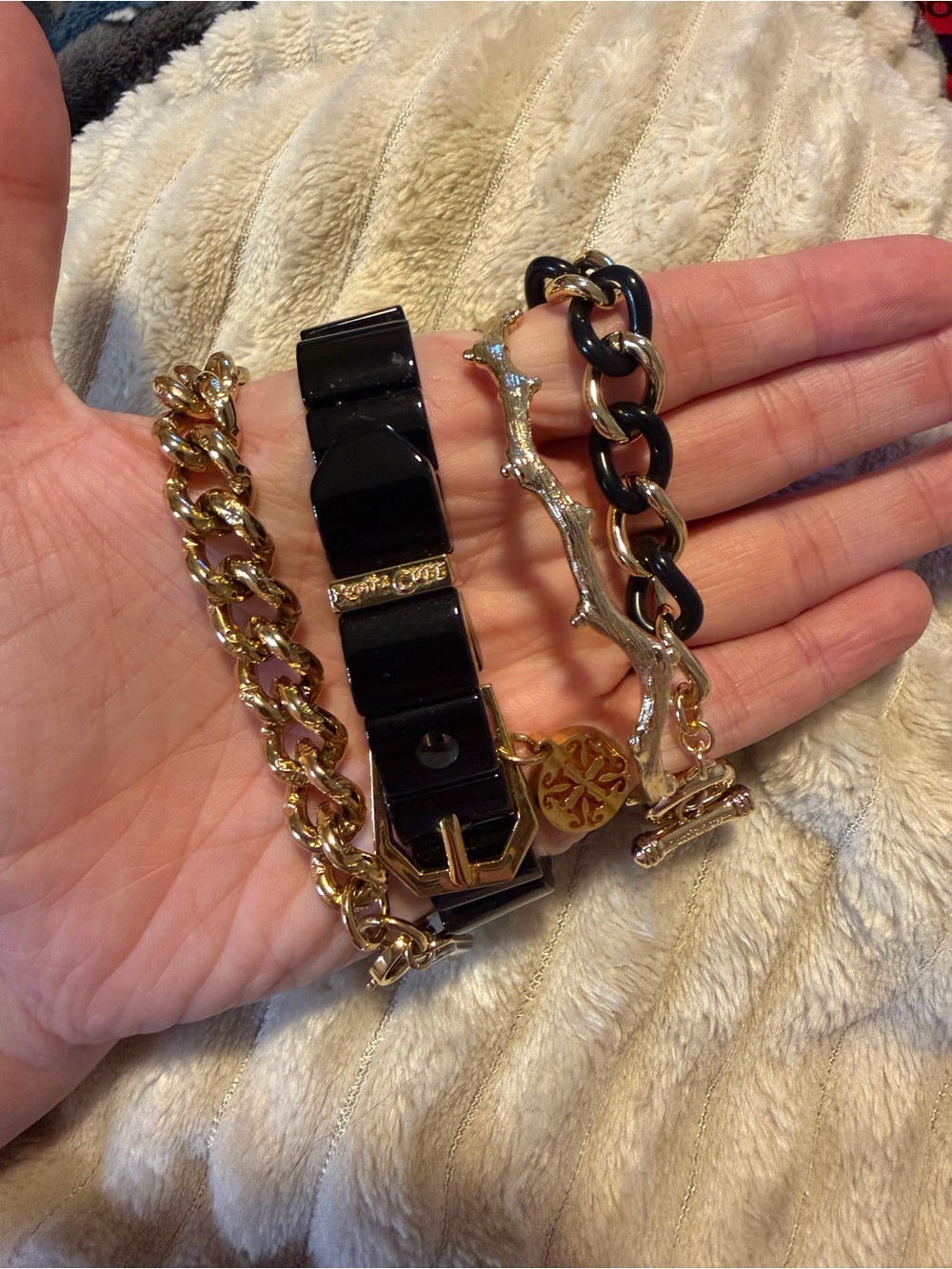 Rustic Cuff Black and Gold Bracelet/Cuff Bundle